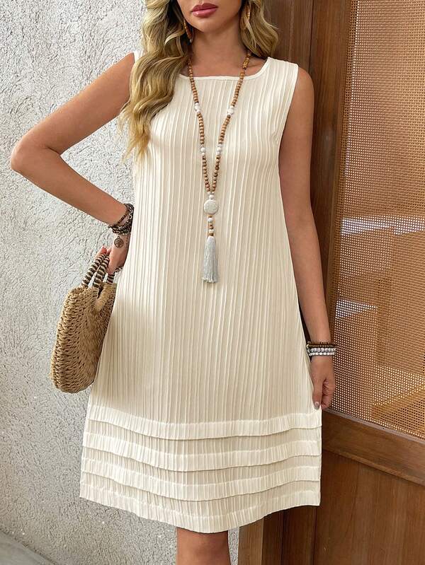 Vestido Curto Sem Mangas Estilo Minimalista Casual