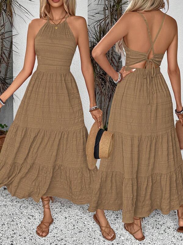 Vestido Longo Frente Única Com Costas Vazadas Resort