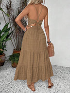 Vestido Longo Frente Única Com Costas Vazadas Resort