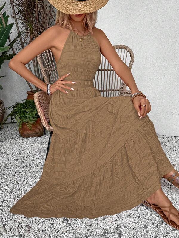 Vestido Longo Frente Única Com Costas Vazadas Resort