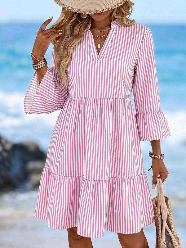 Vestido Midi Com Bordado Floral E Manga Longa Resort