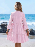 Vestido Midi Com Bordado Floral E Manga Longa Resort