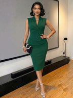 Vestido Midi Transpassado Com Drapeado Minimalista